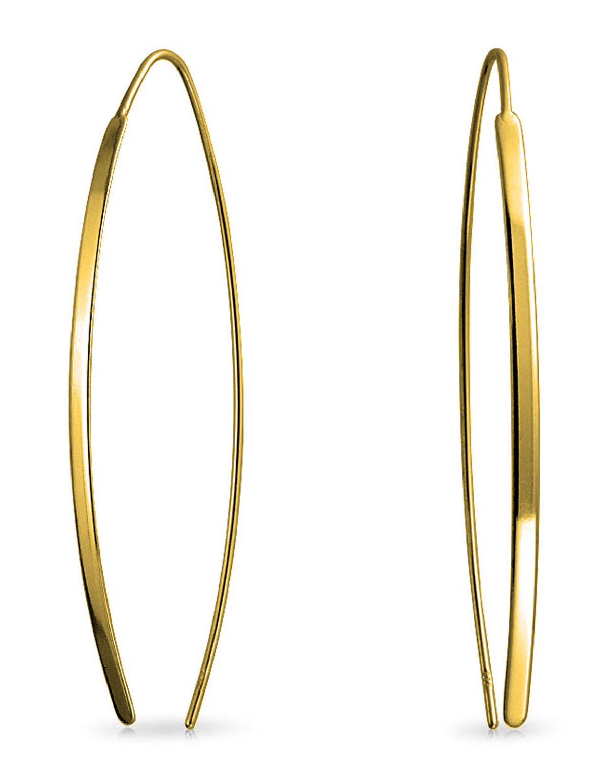 Delicado Minimalista Moderno Largo Delgado Lineal Pendientesenhebrador Para Mujeres Adolescente Rosa Chapado En Oro .925 Plata De Ley