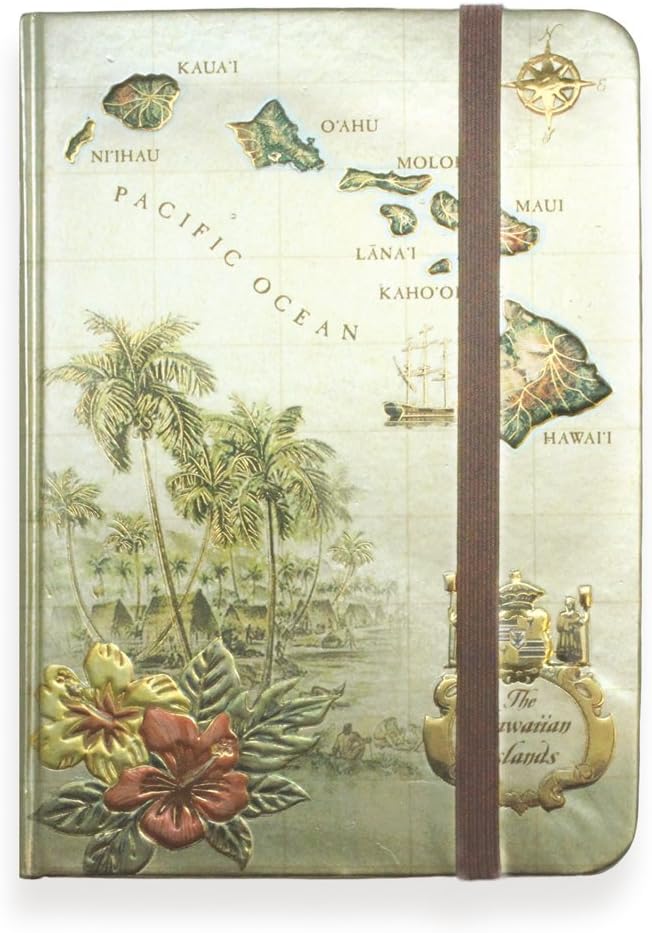 Foil Notebook - Islands of Hawaii - Tan Small