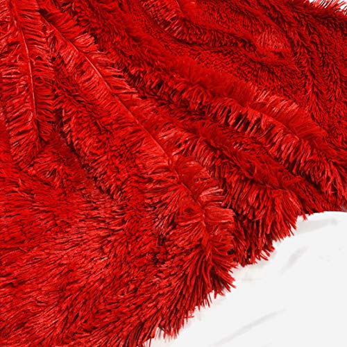 Myru Plush Super Soft Blanket Bedding Sofa Cover Furry Fuzzy Fur Warm Throw Qulit Cozy Couch Blanket for Winter (63"x79", Pure Red) - Image 4