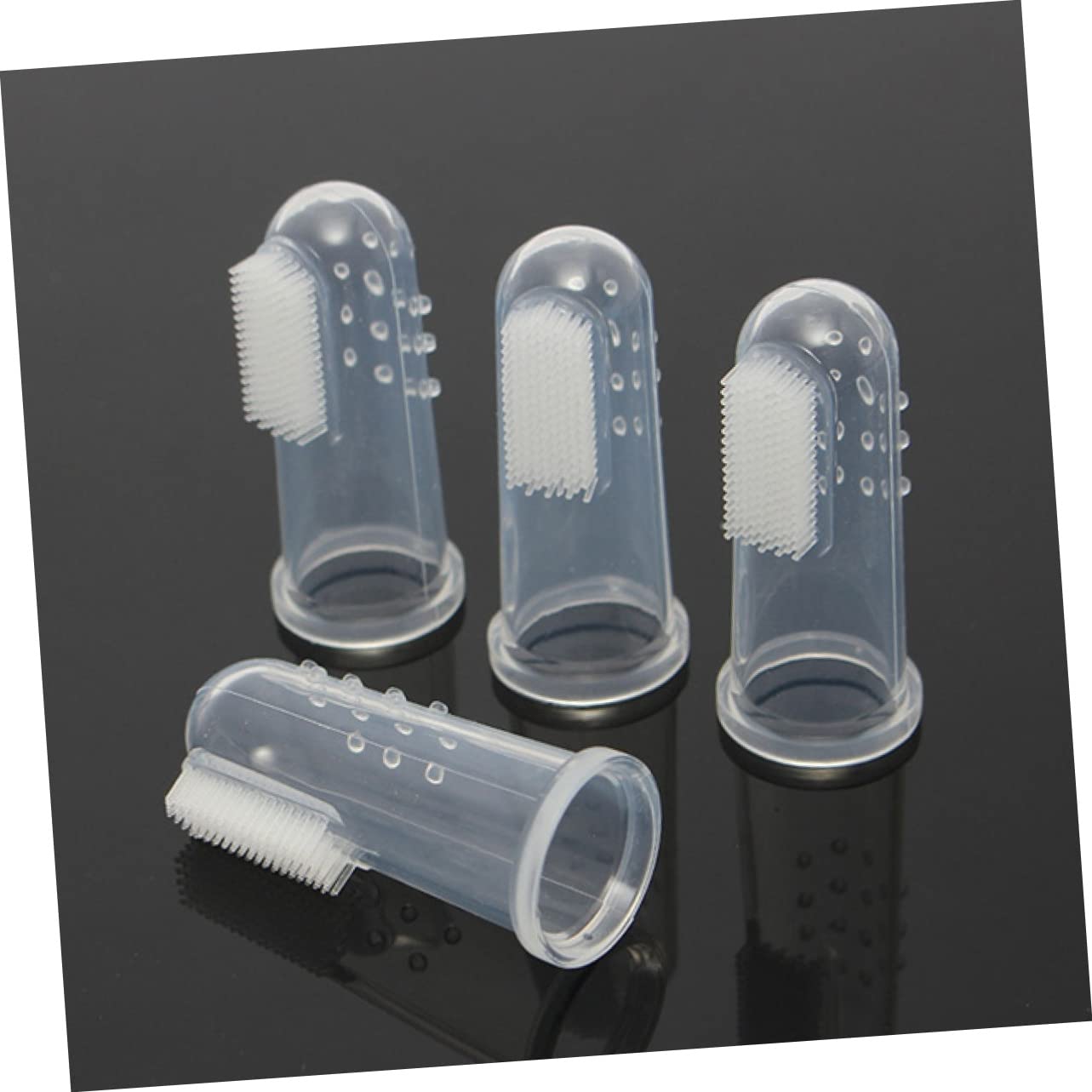 Brosse à Doigts pour Animaux en Silicone 4 Pièces pour Brossage | Doigts Gantelet, Masse les Gencives, pour Chaton et Autres Animaux Domestiques