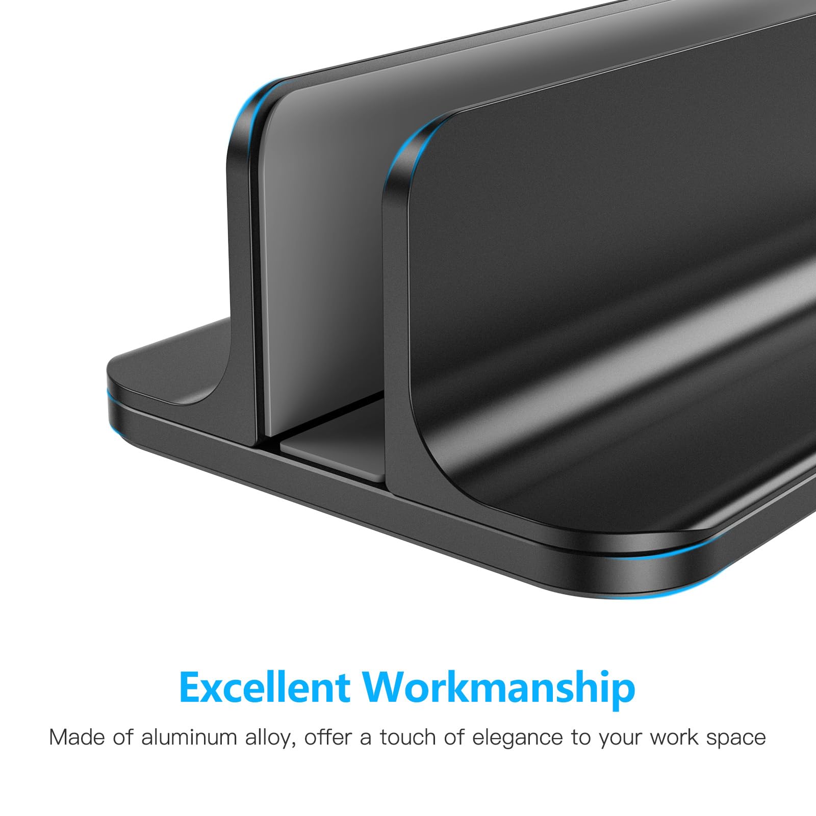 Soporte vertical para computadora portátil [tamaño ajustable],  soporte de escritorio de aluminio para MacBook con base ajustable, se adapta a todas las computadoras portátiles MacBook, Surface, Chromebook y Gaming (hasta 17.3 pulgadas) 7