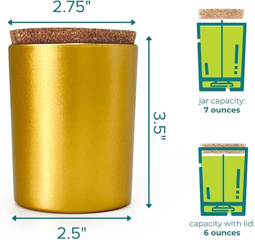 Miniatura 2 de Direct Candle Supply Vaso de vidrio de 8 fl oztarro dorado con tapa de corcho 12pk para hacer velas
