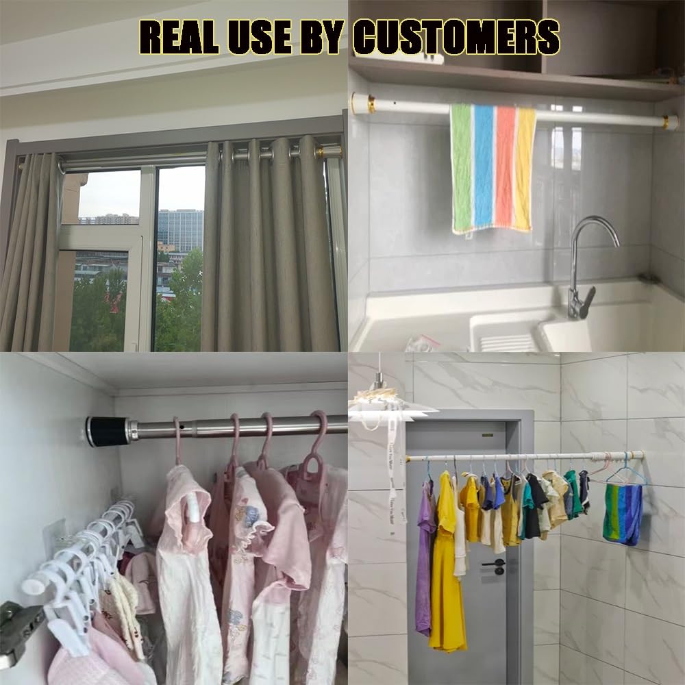 Rideau de douche extensible sans perçage pour chambre à coucher, balcon et douche Noir 360 cm 450 cm