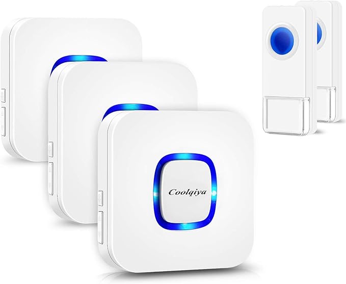Coolqiya Wireless Doorbell Chimes with 2 Remote Waterproof Door Bell