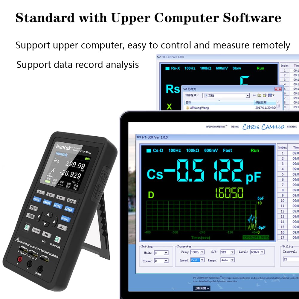 Handheld Digital LCR Meter 1833C, 100kHz LCR Meter with Carry Case, 0.3/0.6 Vrms, Capacitance Resistance Measurement Tester Tools
