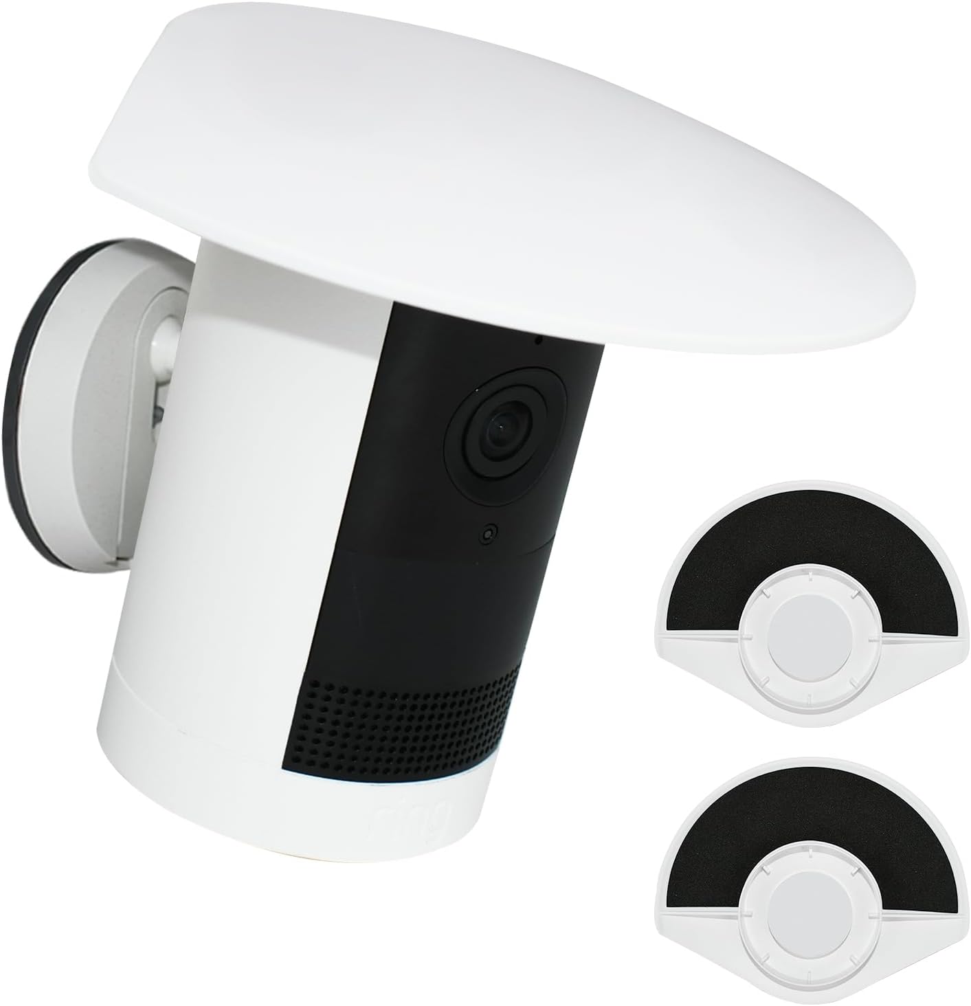 2 Pack Camera Sun Rain Cover Compatible with Ring Outdoor Cam Plus, Weatherproof, UV & Snowproof Shield, Easy to Install, White