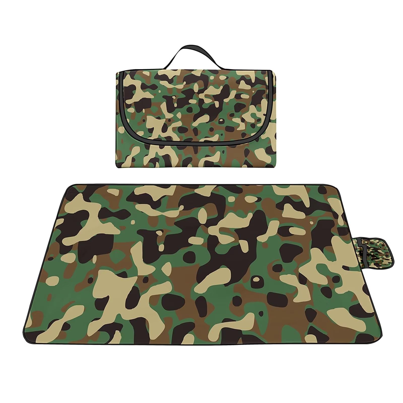 Couverture Pique-Nique 100x150cm,Camouflage Grand Nappe Pique Nique Impermeable Lavable Tapis Picnic avec Poignée,Pliable Picnic Blanket Tapis de Plage Polyvalent pour Barbecue,Pique,Randonnée,Voyages