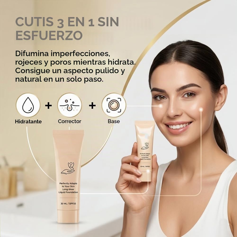Luxe Cosmetics Colour Changing Foundation, Luxe Foundation Colour Changing Spf 50 for Mature Skin, Medium Coverage, Buildable Formula, Lightweight, Long-Lasting (1 Pcs)