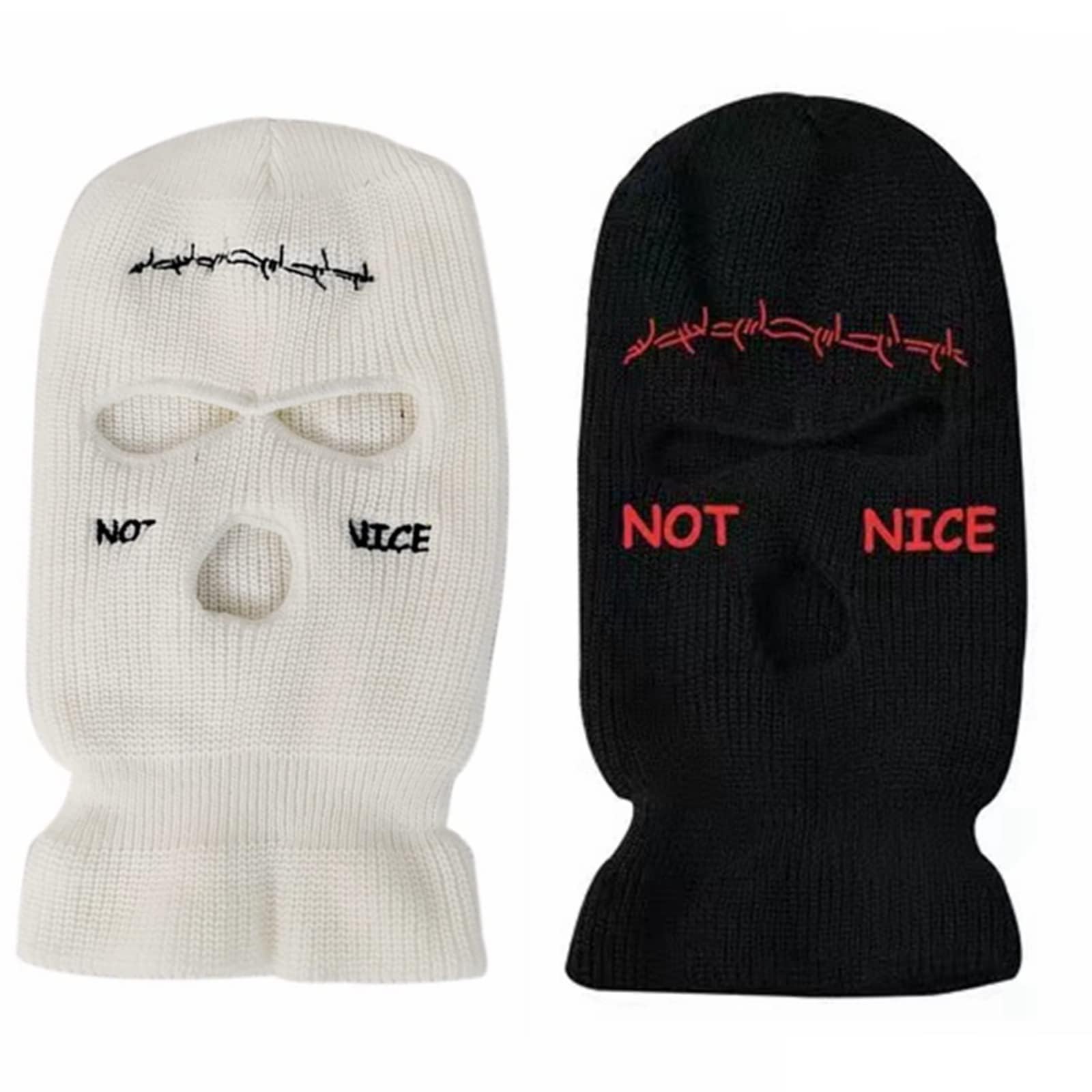 2PCS 3-Hole Knitted Full FaceCover Ski Mask Adult Winter Balaclava FullFace Mask for Winter Outdoor Sports