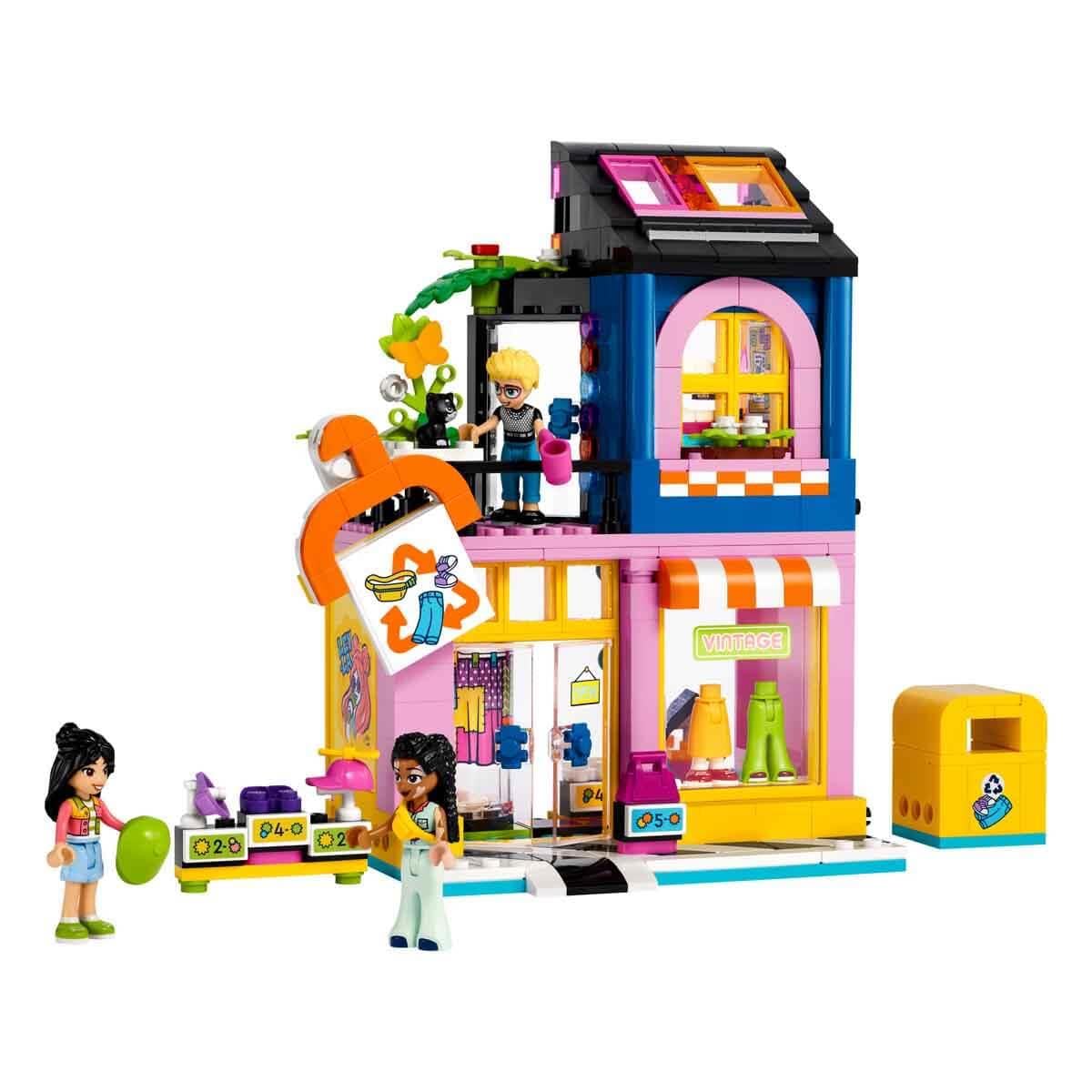 LEGO Friends Sklep z używaną odzieżą, Zabawkowy Sklep do Zbudowania z Ubraniami dla Dziewczynki i Chłopca, z Minilaleczkami i Figurką Kota, Kreatywna Zabawka dla Dziecka, Prezent dla 6-latki, 42614
