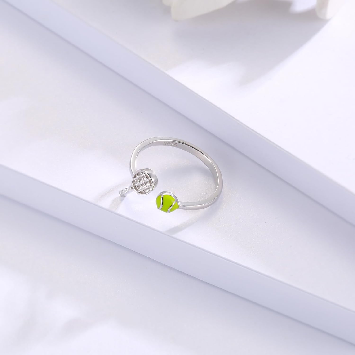 MANBU Sterling Silver Tennis Basketball Hockey Stick Ring for Women Adjustable Ring Sporty Jewelry Gift for Mom Daughter Granddaughter