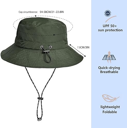Miniatura 5 de XYIYI Sombrero de sol para hombre, sombrero de pescador de ala ancha, sombreros de pesca para mujer, sombrero Boonie