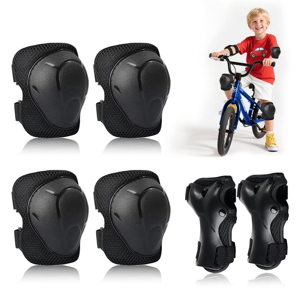 Rodilleras Para Niños, Protectores En Línea Para Niños, Ajustables, Rodilleras, Coderas, 6 En 1 Para Monopatín, Patines En Línea, Hoverboard, Bicicleta, Monopatín (Rosa/Morado