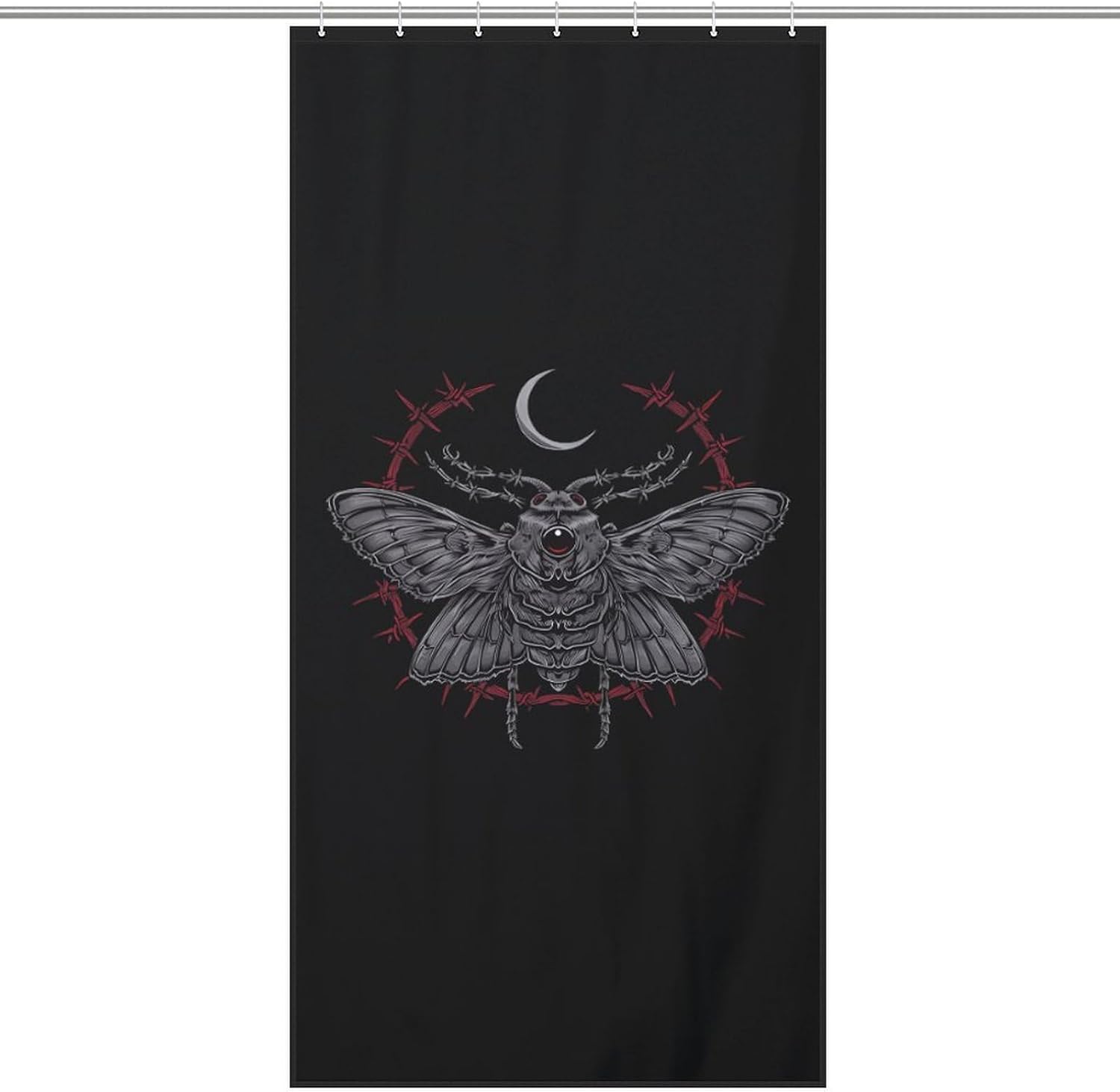 Gothic Moth Occult Funny Shower Curtains Washable Bath Curtain Liner with Hooks for Bathroom Bath Tubs 36x72Inch（92x183cm）