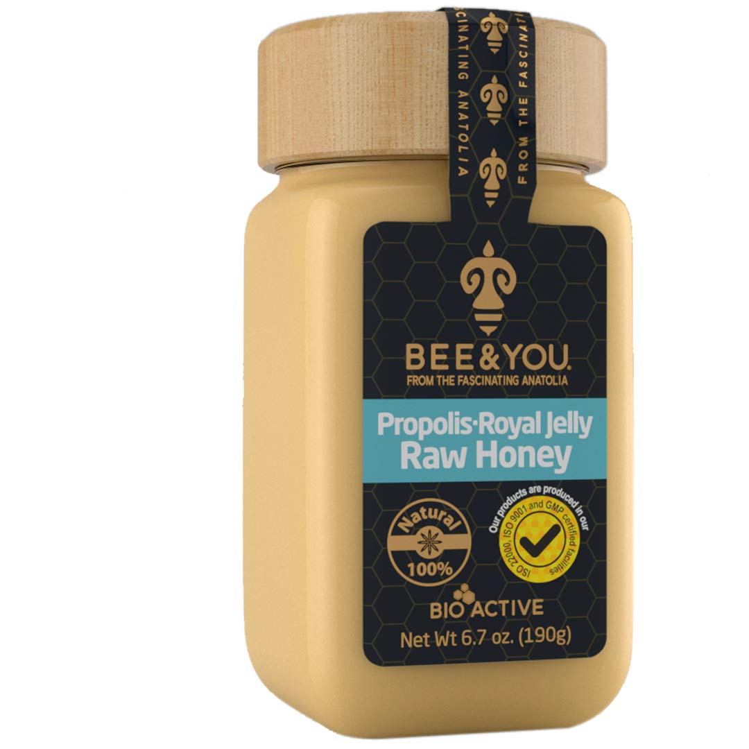 BEE and You Royal Jelly+Propolis+Raw Honey - No Additives/Flavors/Preservatives Added – 6.7 oz - Immune Support : Health & Household