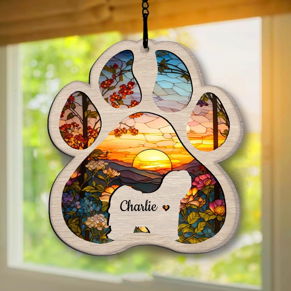 Personalized Lhasa Apso Suncatcher Dog Memorial Gifts, Custom Lhasa Apso Ornament Christmas Tree, Dog Remembrance Gift, Loss of Dog Sympathy Gift, Dog Memorial Ornament, Pet Loss Suncatcher