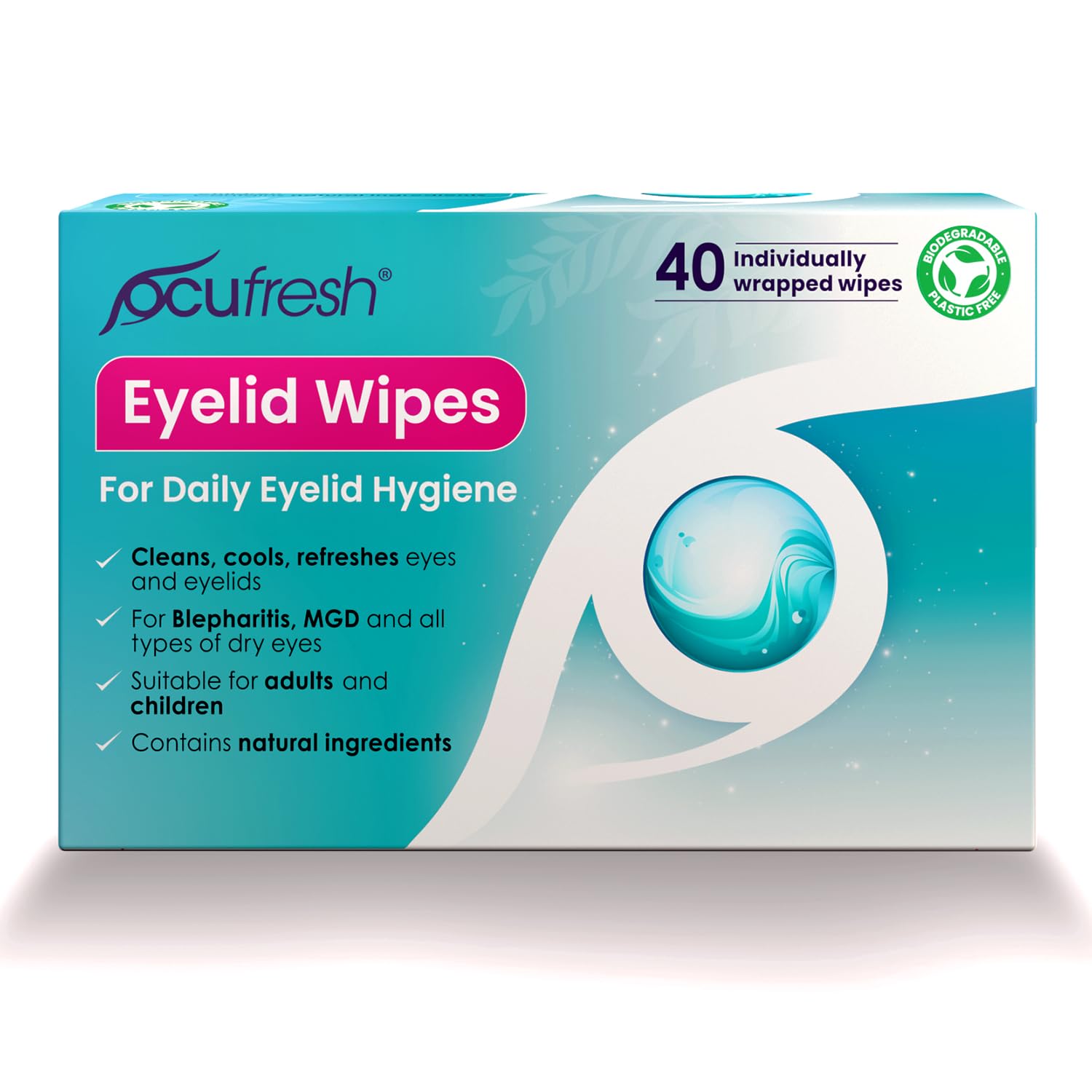 Toallitas para párpados de blefaritis, paquete de 20 unidades envueltas individualmente, removedor de maquillaje natural y alivio para ojos cansados