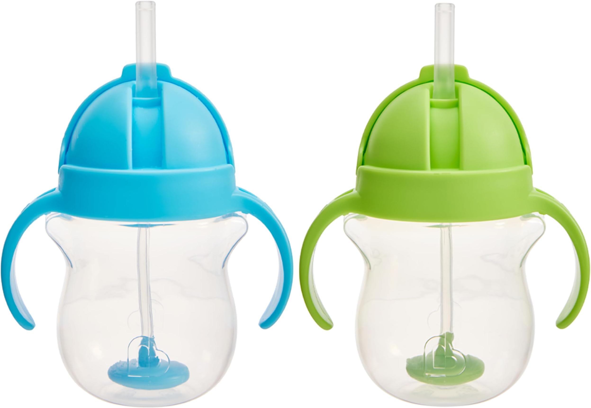 Munchkin Click Lock Weighted Straw Cup, 7 Ounce, 2 Pack, Blue/Green