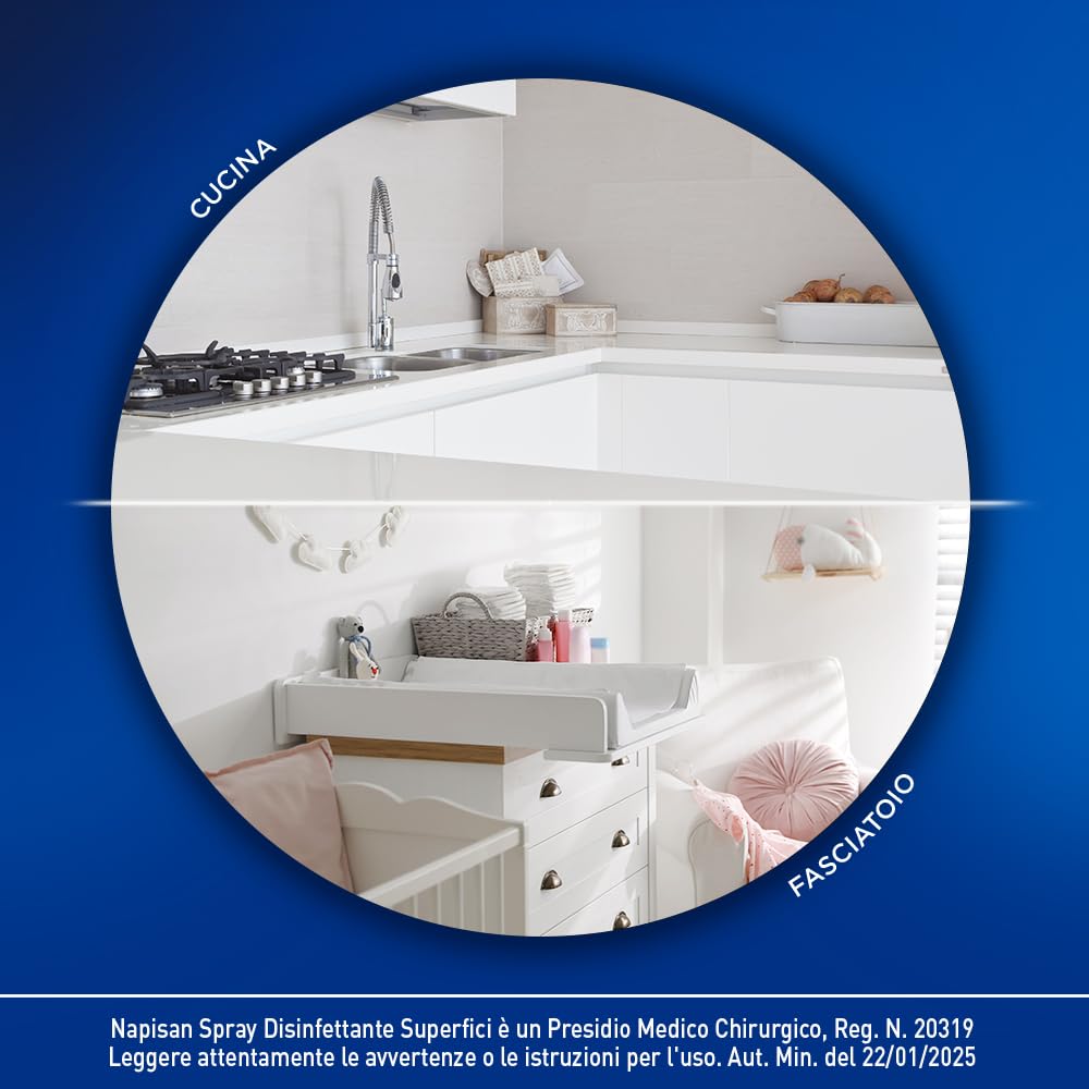 Napisan Spray Disinfettante Multisuperfici Limone e Menta, Confezione da 12x740 ml di Disinfettante Spray, Spray da 740 ml