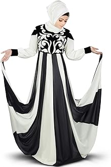 MyBatua Islamic Off White & Black Designer Eid & Party Wear Abaya Burqa AY-359