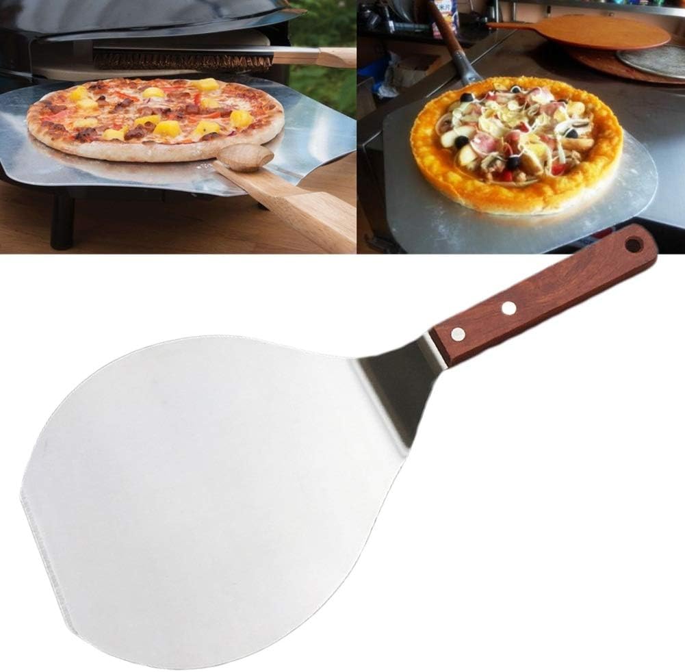 Pizza Peel,Pizza Paddle Non Stick Pastry Stainless Steel Kitchen Lifter Round Pizza Peel Paddle Hanging Hole Baking Tool Cake Shovel Chef