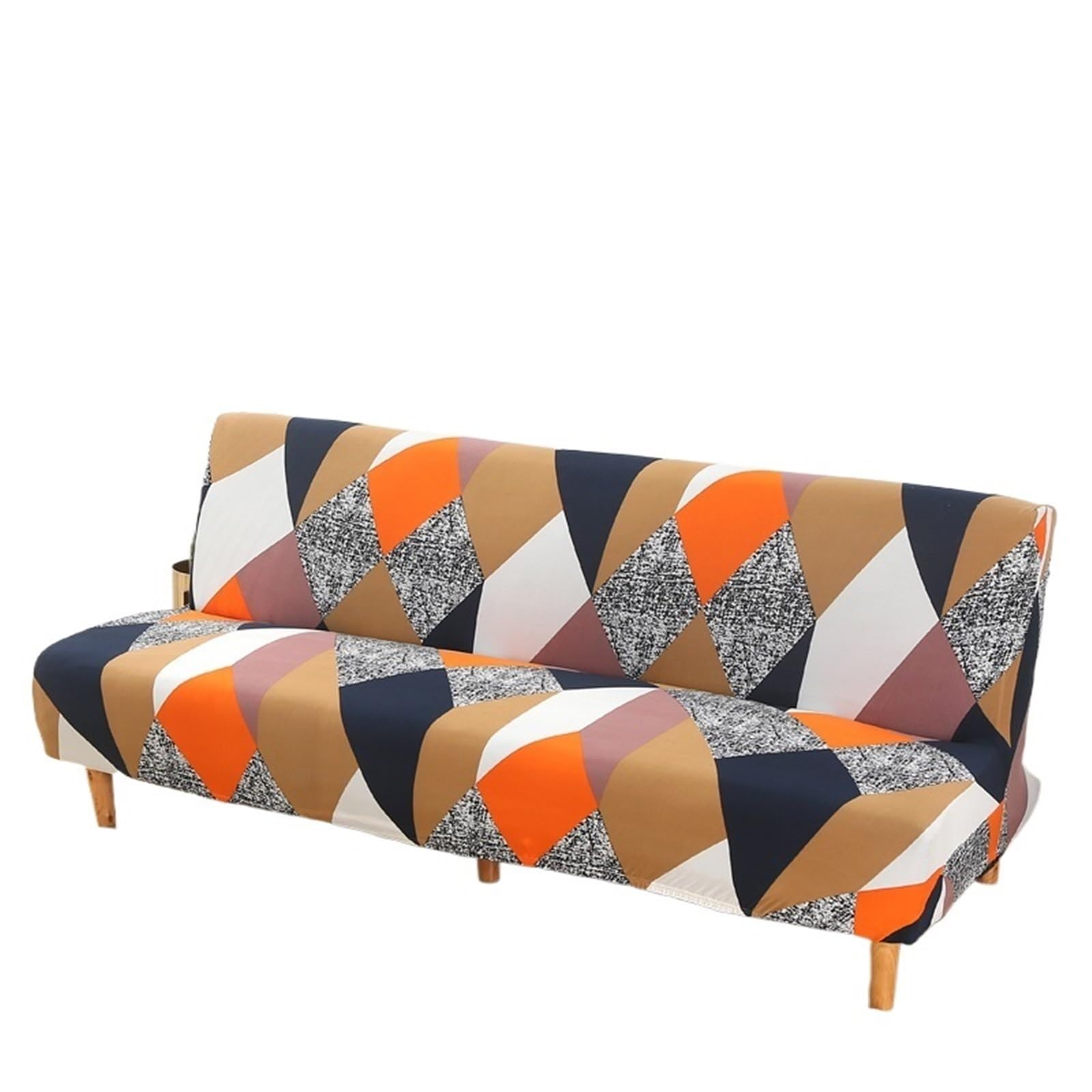 GCYEIDMA Armless Sofa Slipcover Armless Futon Slipcovers Stretch Folding Sofa Bed Cover with Elastic Bottom, Printed Fitted(R,L (190-210cm))