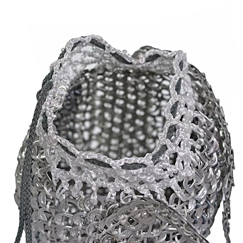 Miniatura 2 de Recyclable pull ring can bag ecological design with crochet fabric 100% handmade (white)