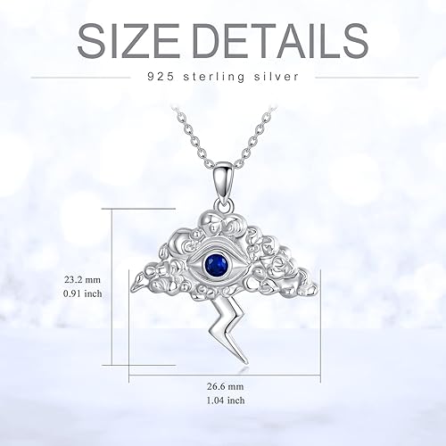 Miniatura 3 de PROESS Regalos de Navidad, collar con dije de amuleto de plata de ley con dije de mal de ojo, estrella de David, collar con dije de amuleto