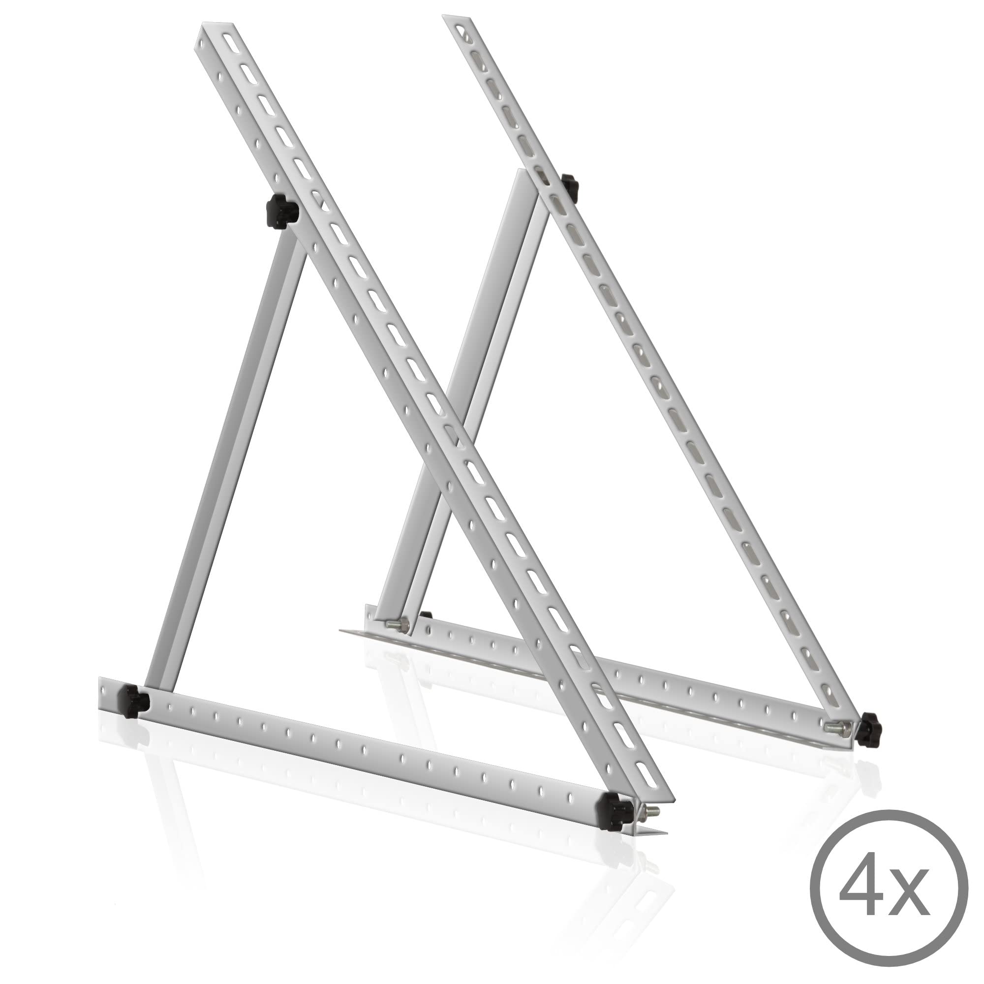 Zelsius Uniwersalny zestaw uchwytów do modułów solarnych z regulowanym kątem od 0 do 90° | 104 x 3 x 3 – 104 cm | uchwyt panelowy, aluminiowy zestaw montażowy do czterech paneli | zestaw montażowy,