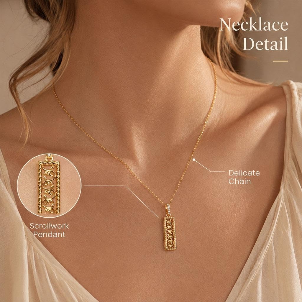 Set Gioielli In Argento A Volute, Con Collana E Anello