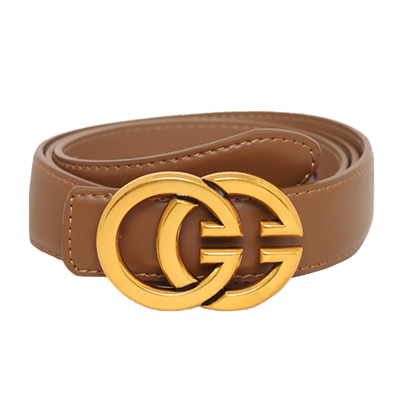Women's Fashion Classic Metal Buckle Leather Belt with Jeans Dress