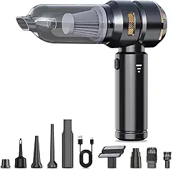 cjc Aspirador de pó portátil 4 em 1 16000PA com 3 modos, bateria recarregável de 6000 mAh, aspirador sem fio com filtro HEPA para casa, pelos de animais de estimação