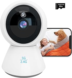 4MP Indoor Security Camera Pet with Phone App 2K 5GHz & 2.4GHz 360°Wireless WiFi Cameras for Baby/Elder/Dog/Pet Motion Detection Audible Alarm Easy Installation Compatible Alexa 1Pcs 64GB SD asin的图片