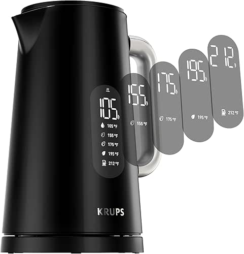 KRUPS Smart Temp Electric Kettle: 1.7L Capacity, 5 Precise Temperature