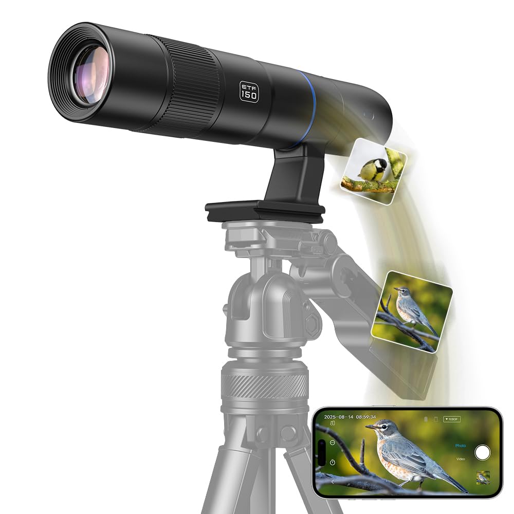APEXEL 45X Hochleistungs-Objektiv für Smartphones, Digitale Drahtlose Telefonkamera mit APP-Steuerung, Tragbares Teleskop für Vogelbeobachtung, Wildlife, Reisen, Sport