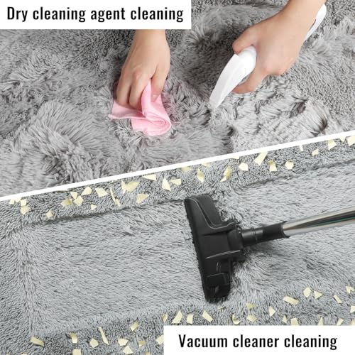PAGISOFE Super Soft Shaggy Rugs Carpets, 5x7 Feet, Plush Washable Area Rugs for Living Room Bedroom, Furry Rugs for Nursery Playroom, Cute Room Decor for Baby, Shag Carpet for Dorm Decor, Light Grey - Thumbnail 6