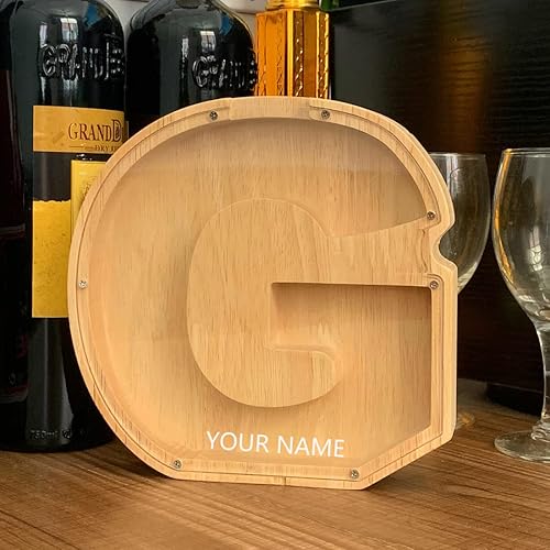 Miniatura 8 de 26 bancos de letras personalizados banco de monedas niños alcancía láser nombre personalizado letra madera alcancía