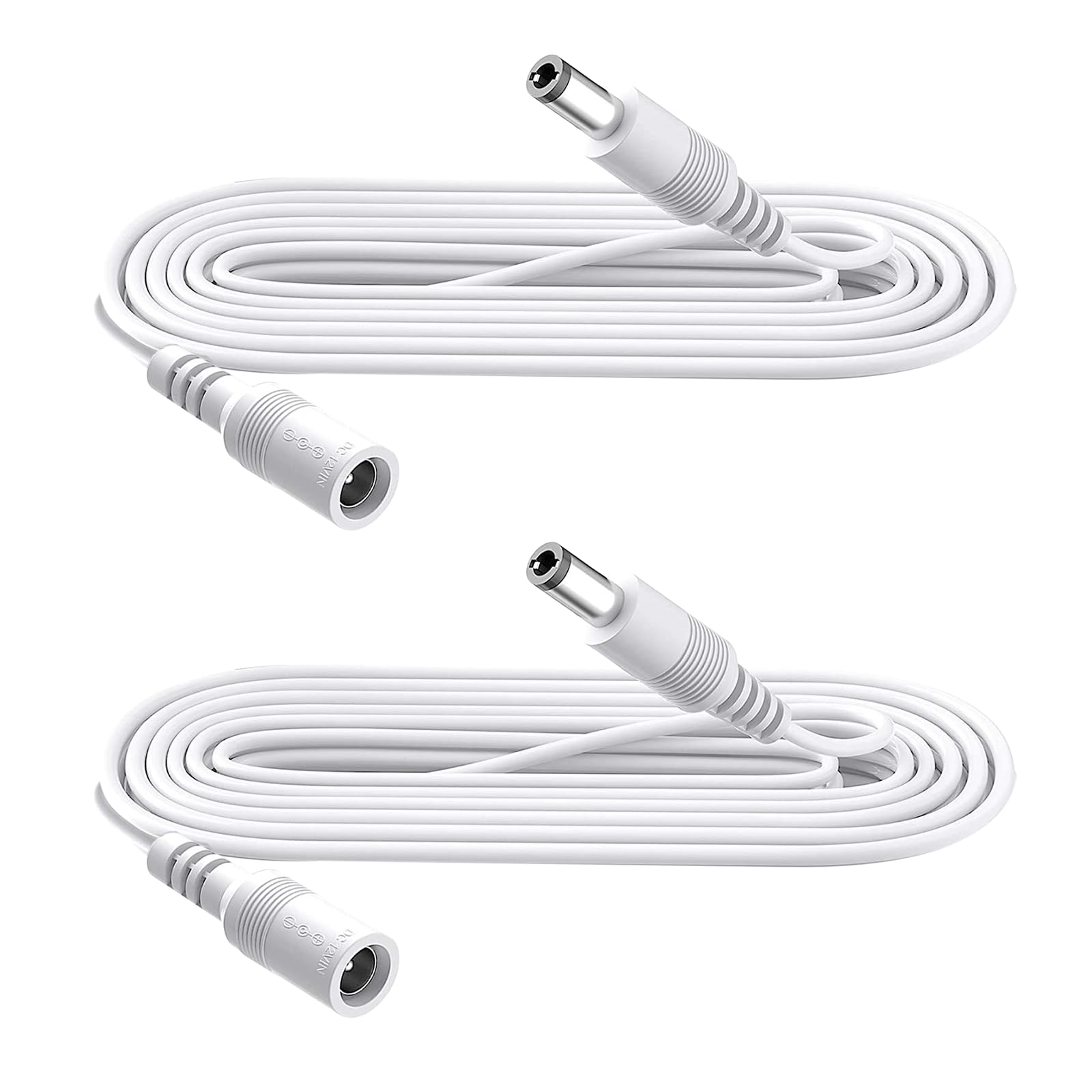 Security-01 3.3FT 1M DC Power Extension Cable 5.5mm x 2.1mm,for CCTV Camera IP WiFi Camera,DVR,LED Strip,DC Power Supply Adapter Extender Wire,White (Pack of 2)