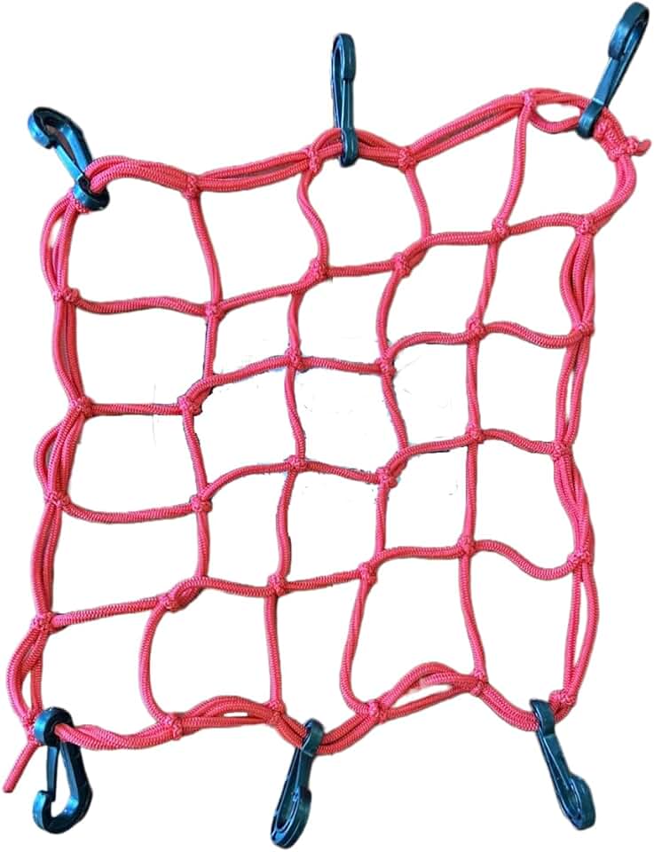 Rede Elástica Moto e Bike Bagageiro Aranha Redinha 35x35 TOK ELÁSTICOS (VERMELHA) Para Levar Capacete e Outros Objetos Na Garupa da Moto E Bike