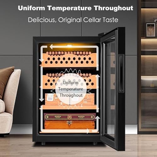 PoiToe Intelligenter elektrischer Humidor, elektrischer Weinschrank, Kühlhumidor mit Einer Kapazität von ca. 200 Zigaretten/8 Flaschen, Zedernholzverkleidung, 2 Regale und 2 Humidore 6 PoiToe Intelligenter elektrischer Humidor, elektrischer Weinschrank, Kühlhumidor mit Einer Kapazität von ca. 200 Zigaretten/8 Flaschen, Zedernholzverkleidung, 2 Regale und 2 Humidore