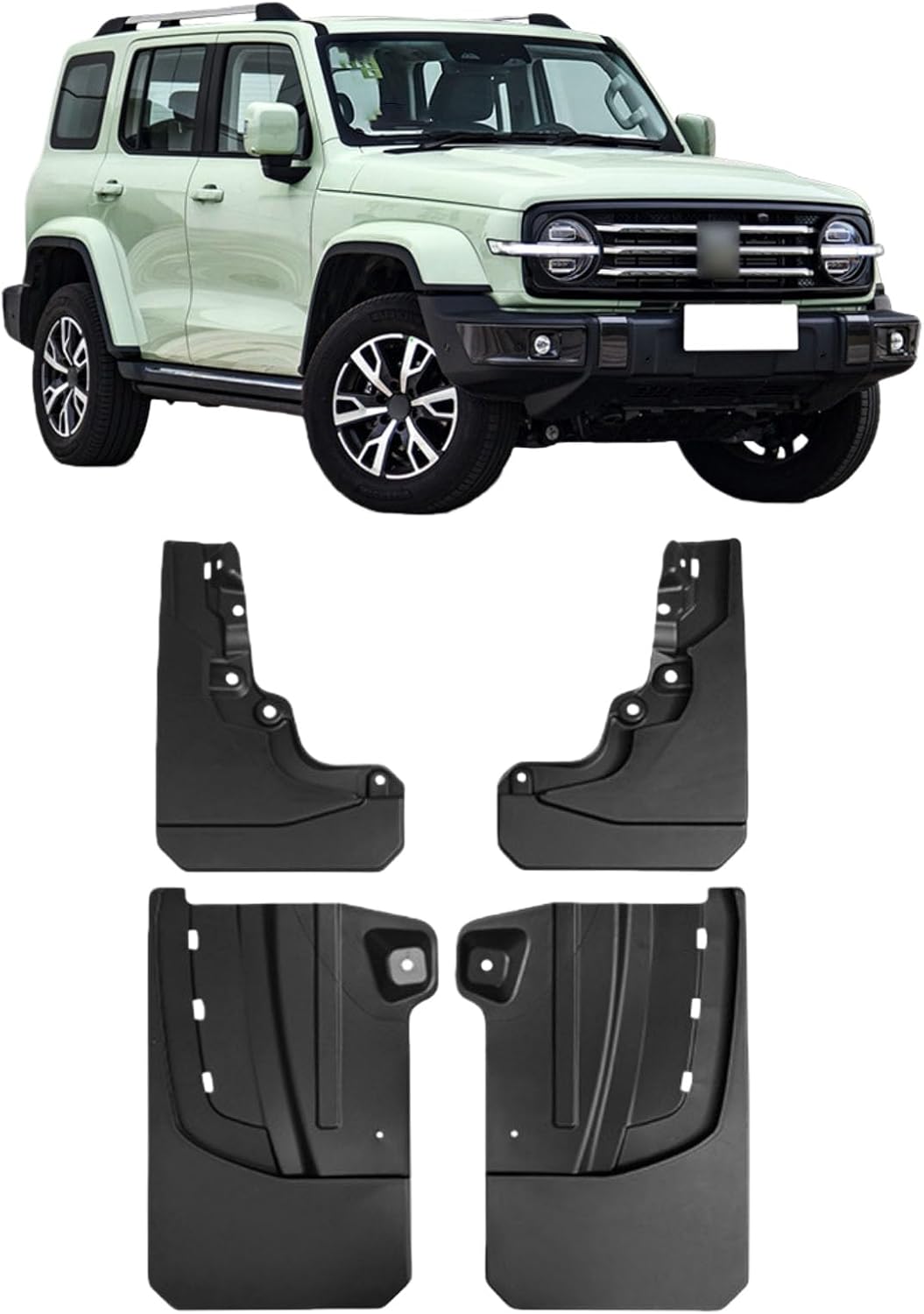 4-Piece Mud Flaps Set Fit for Great Wall Tank 300 2021-2024 City Edition (Large Version), Front & Rear All Weather Splash Guards, Premium Anti-Mud/Anti-Debris Guard Accessories