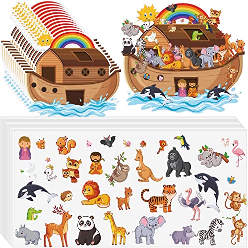 12 Set Noah's Ark Animal Sticker Scene Include...