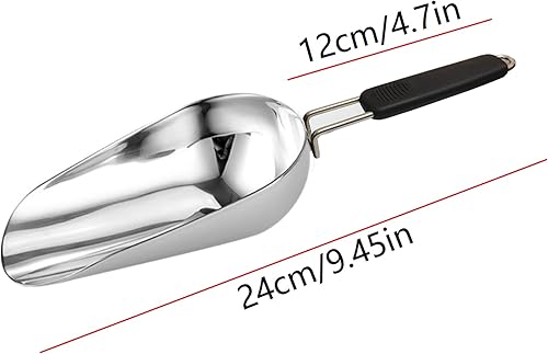 Miniatura 5 de Cuchara de hielo de acero inoxidable de 6 onzas con mango de buen agarre, para cocina, congelador, comida para perros, palomitas, apta para