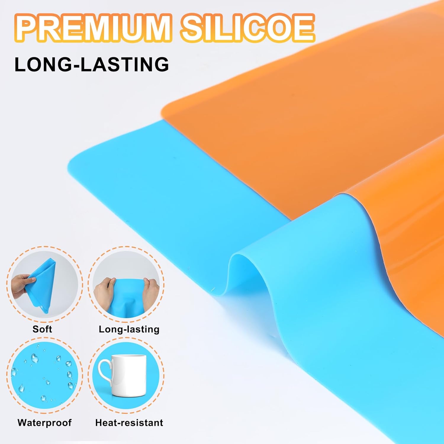 2Pack Silicone Mats, Premium Silicone Mat for Crafts, 15.7 "x11.8" Playdough Mat, Silicone Sheet for Crafts, Liquid, Resin Jewelry Casting Molds Mat, Nonstick & Nonslip Table Protector by YUIOASE - Image 4