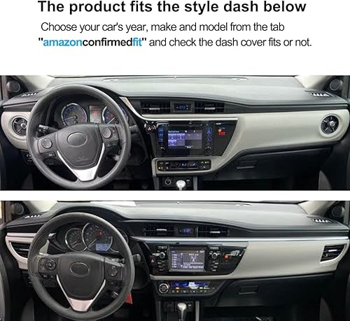 Miniatura 2 de Fcovergurus Tapete de cubierta de tablero personalizado para Toyota Corolla 2014-2019, protector de alfombra (negro) F92