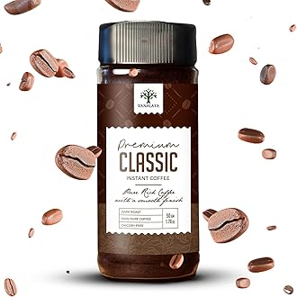 Vanalaya Instant Coffee Premium Classic | Dark Roast | Pure Coffee Powder | Bold Aroma & Smooth Taste | Chicory Free | 50 g