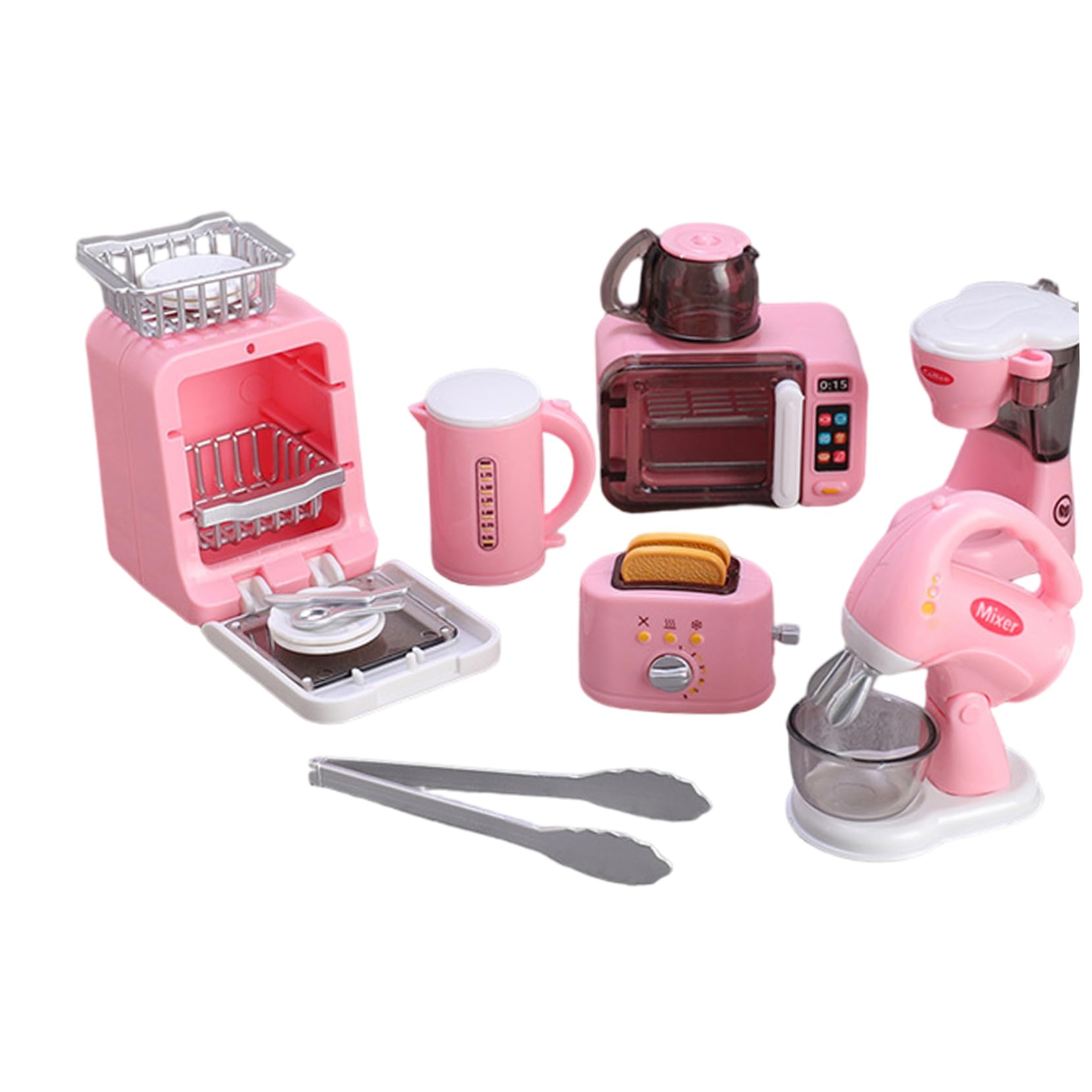Kids Kitchen Set Pretend Play Toy with Working Microwave Toaster Coffee Maker 6+ Mini Appliances for DIY Assembly Kitchen Toys for Girls Boys Ages 6 Up Style 3