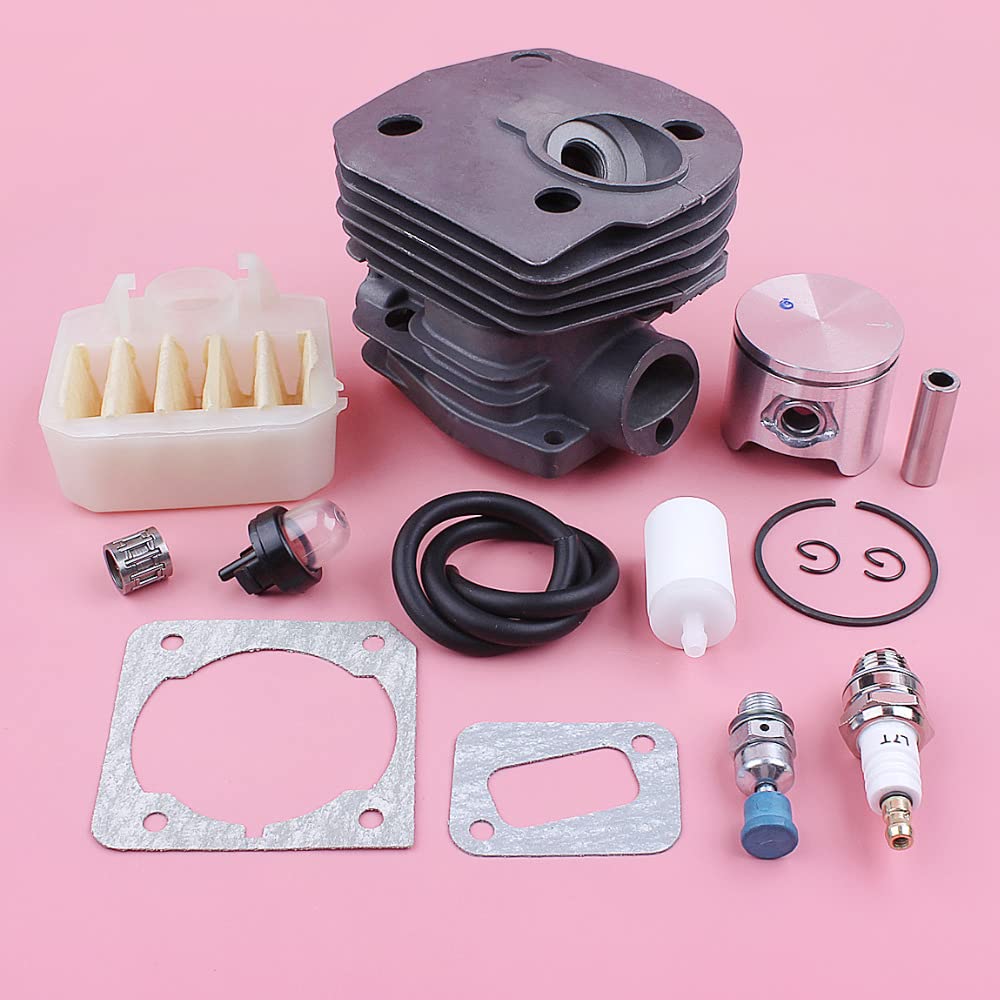 Kit de pistón de cilindro de 44 mm, for Husqvarna 350 351 353 346XP Línea de filtro de combustible de aire Válvula de descompresión Motosierra Reemplazar pieza de repuesto Pistón de cilindro d