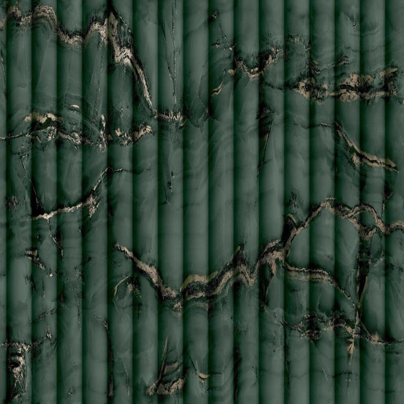 Fine Decor FD43974 Bianco Fluted Marble Wallpaper, Deep Green