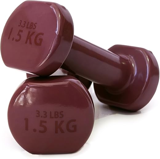 FITTTECH Vinyl Dumbbells Set of 2 for Men &amp; Women | Anti-Slip Fixed Weight Exercise Dumbbells for Home Workout, Gym, Fitne
